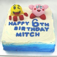 Amiibo Characters Kirby and Pac-Man Cake